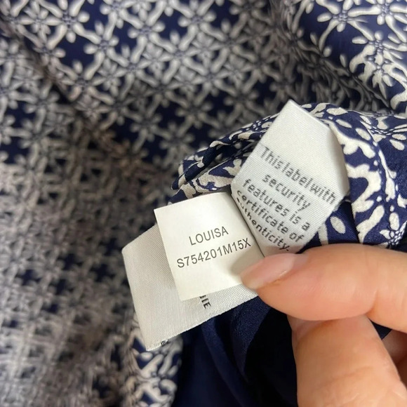 Diane Von Furstenberg Louisa 100% Silk Patterned Color block Popover Blouse - Picture 10 of 13